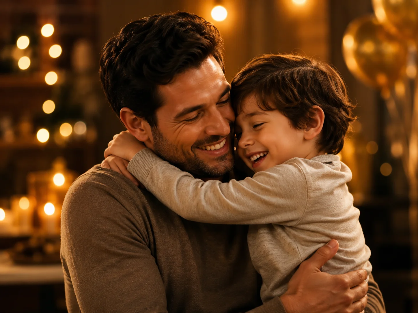 Pai e filho compartilhando um momento alegre